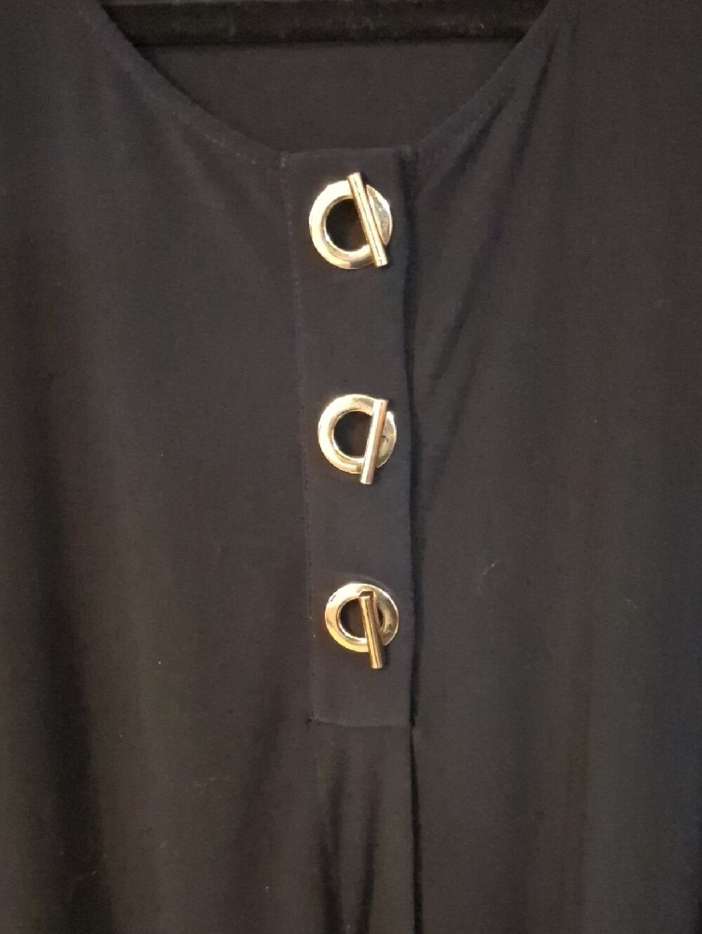 Joseph Ribkoff Black Asymmetrical Tunic with Gold Accent Buttons - Picture 3 of 11